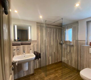 Glasdusche im Bauden-Badezimmer
